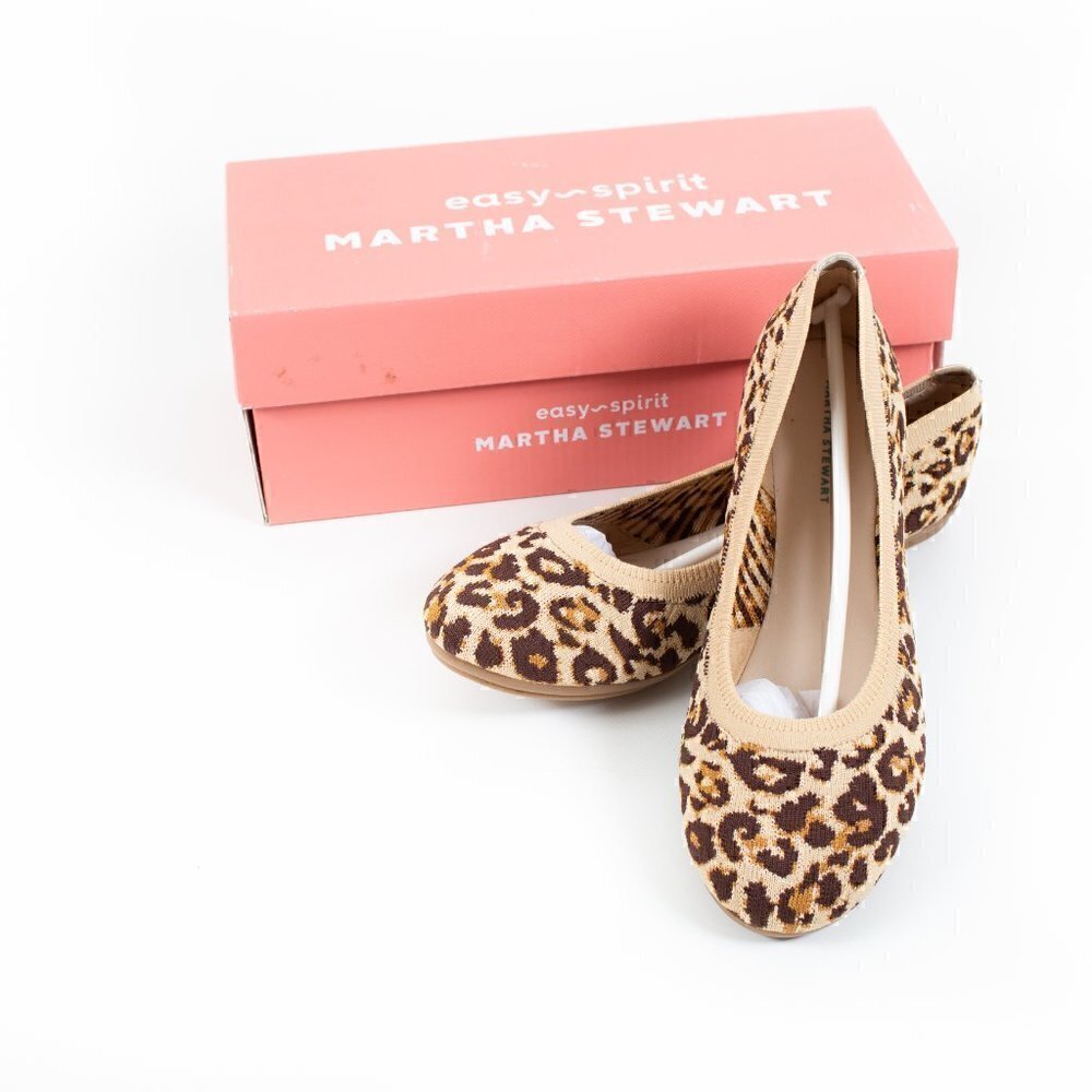 Martha Stewart Greta eco knit leopard ballet flats